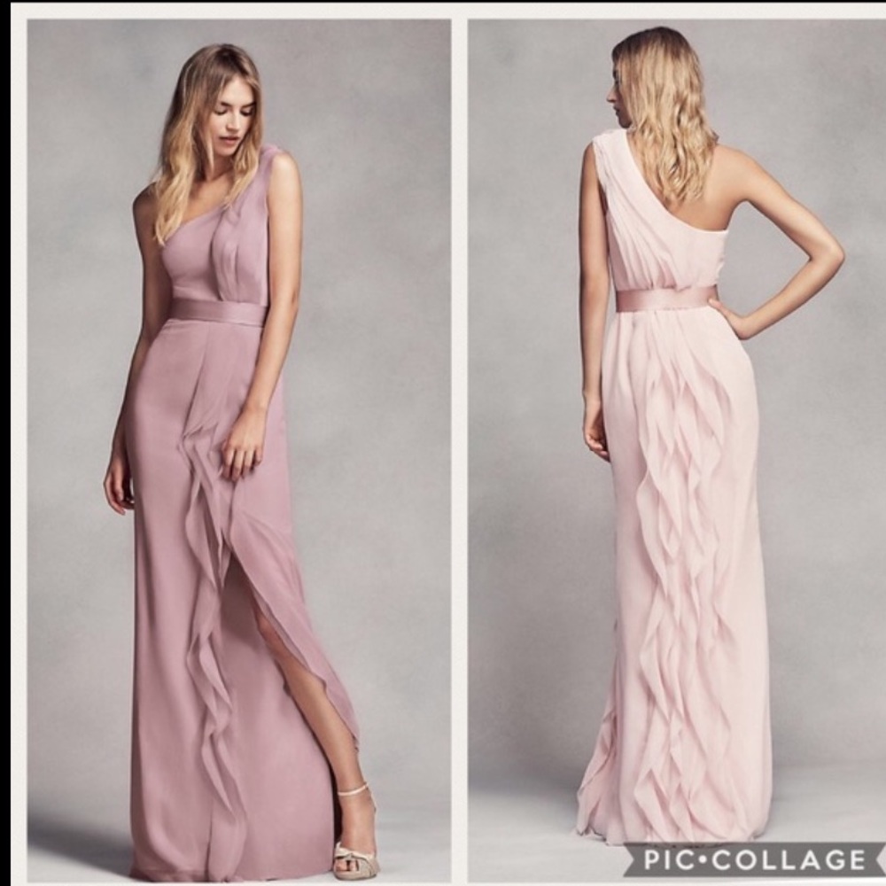 Long One-Shoulder Bridemaids Dress with Ruffles